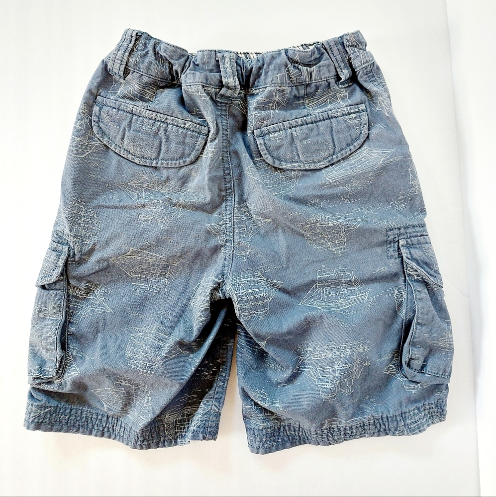 Hanna Andersson Blue Cargo Shorts size 120/5T Sailing boat 100% cotton - Picture 3 of 7